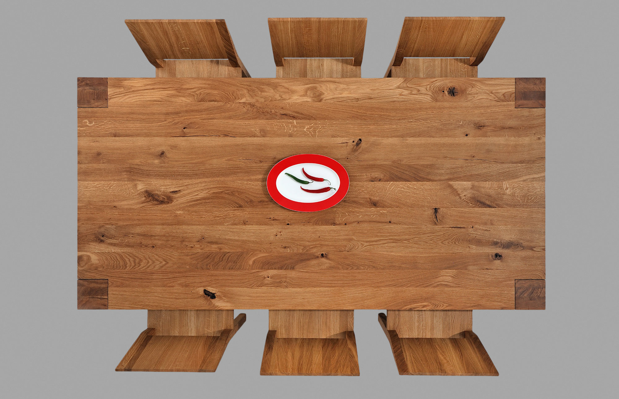 Rustic Oak Dining Table TAURUS 3 2248s custom made in solid wood by vitamin design