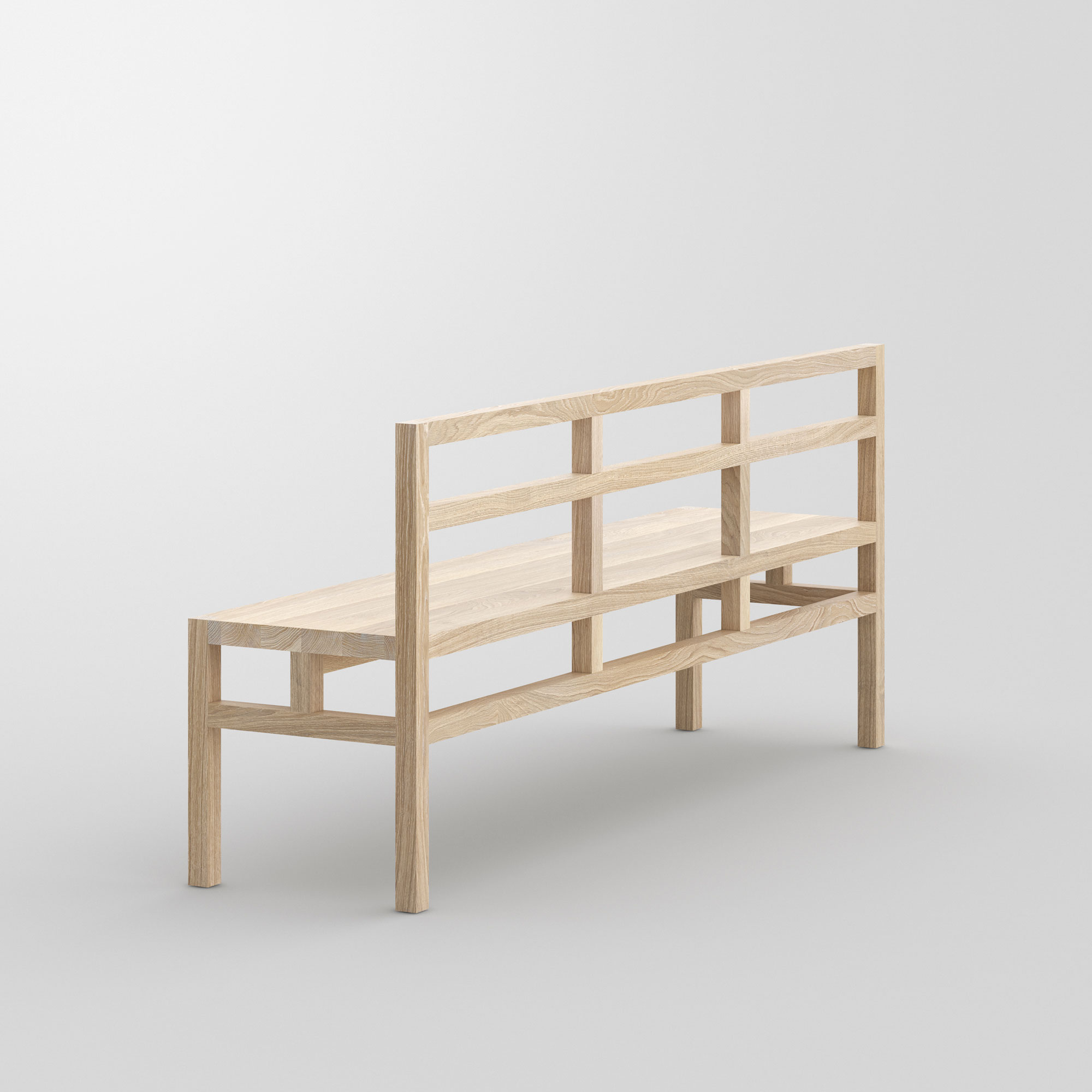 Bench with Backrest SENA RL cam4 custom made in solid wood by vitamin design