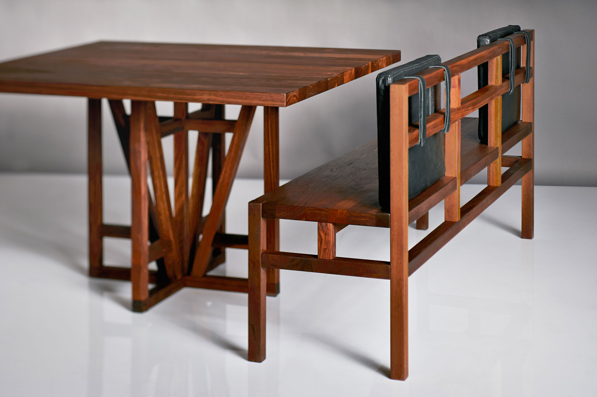 Bench with Backrest SENA RL 0263A custom made in solid wood by vitamin design