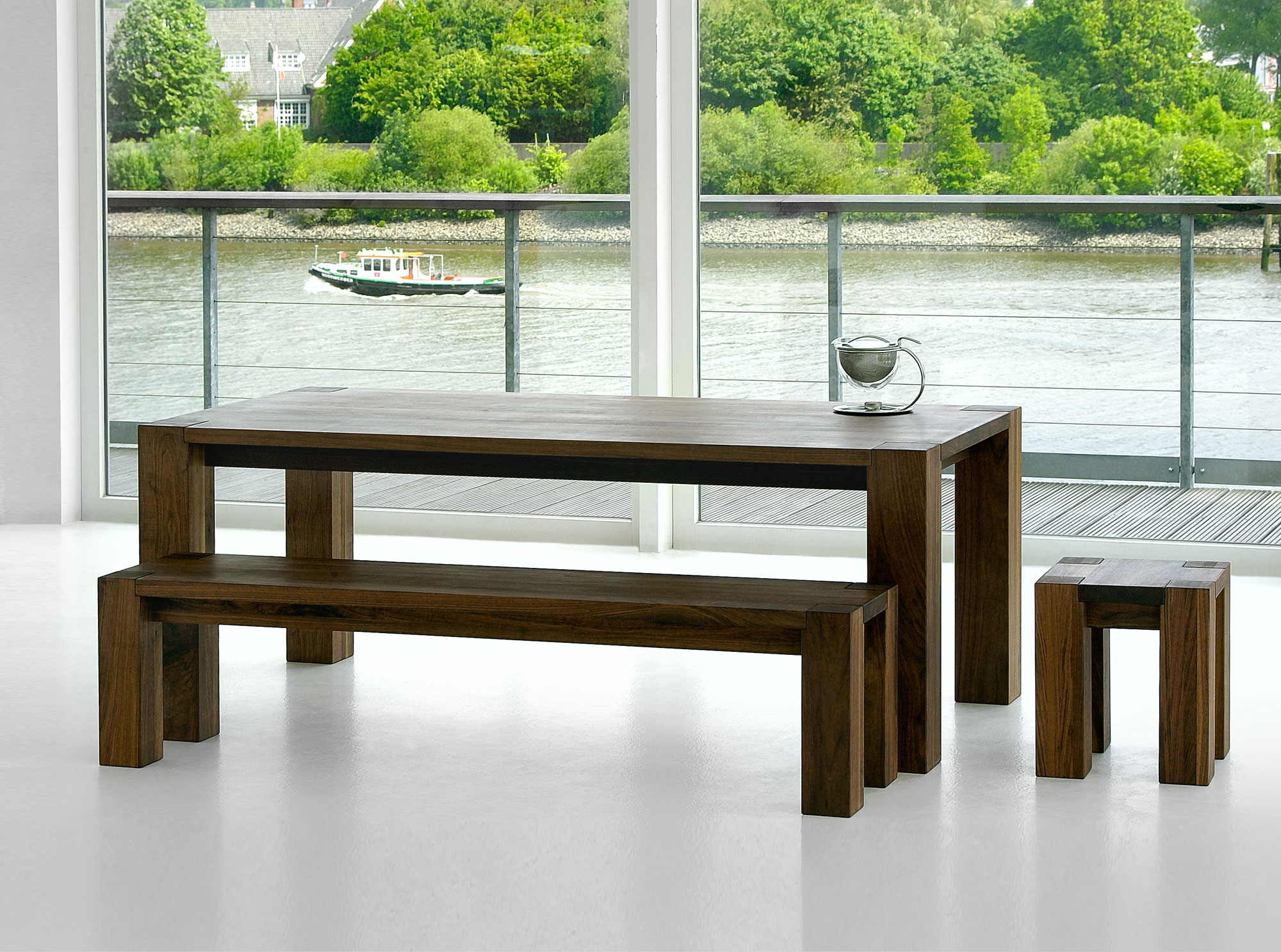 Rustic Solid Wood Bench TAURUS 4 B11X11 1454 custom made in solid wood by vitamin design