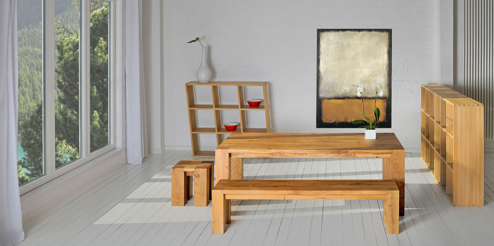 Rustic Solid Wood Bench TAURUS 4 B11X11 4088 custom made in solid wood by vitamin design