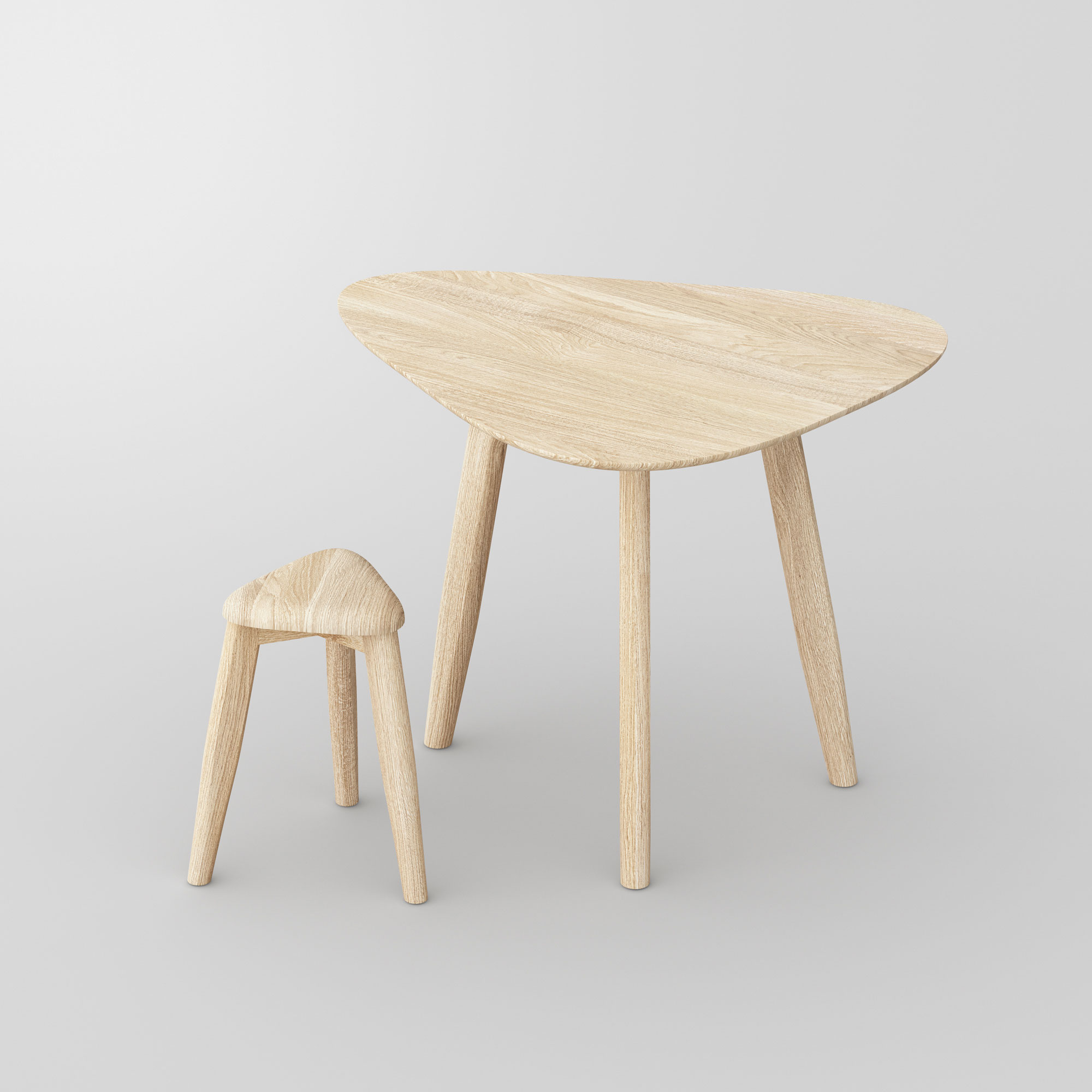 Triangle Wood Stool AETAS SPACE vitamin-design custom made in solid wood by vitamin design