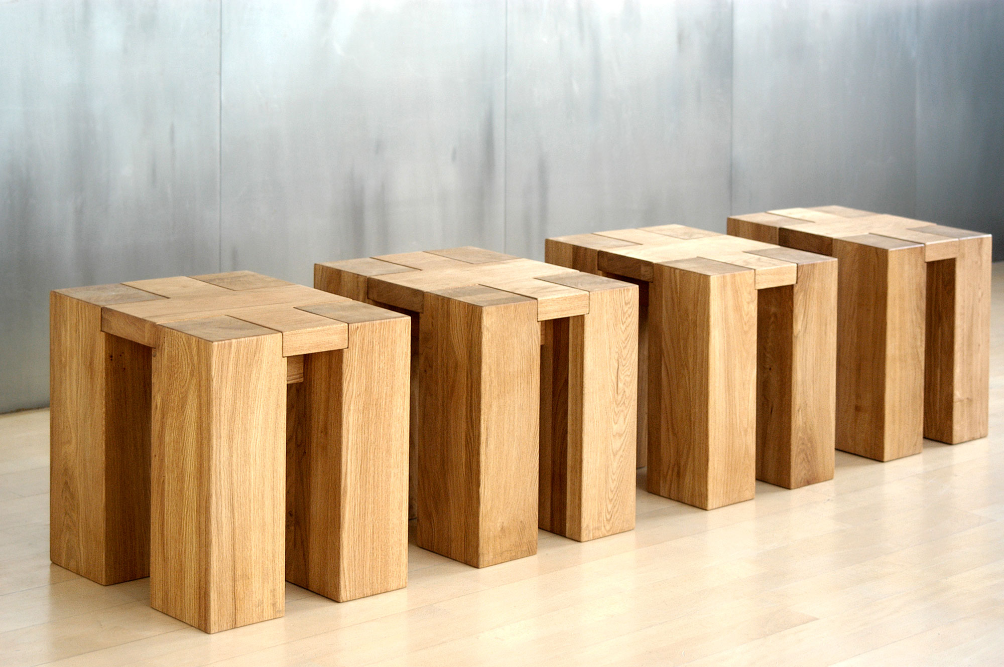 Rustic Oak Stool TAURUS 4 B14X14 TT44A custom made in solid wood by vitamin design