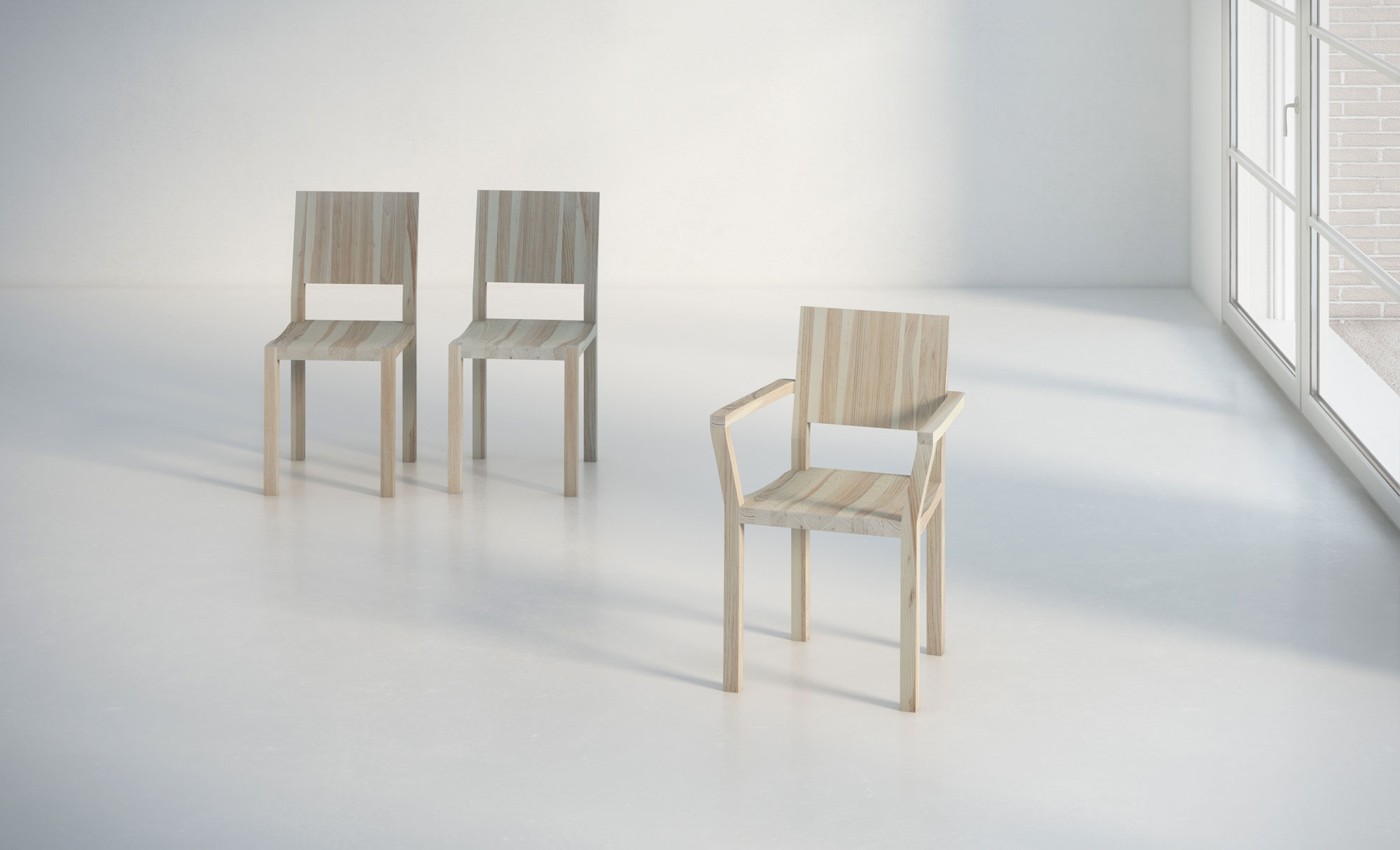 Solid Wood Armchair TAU-A studio custom made in solid wood by vitamin design