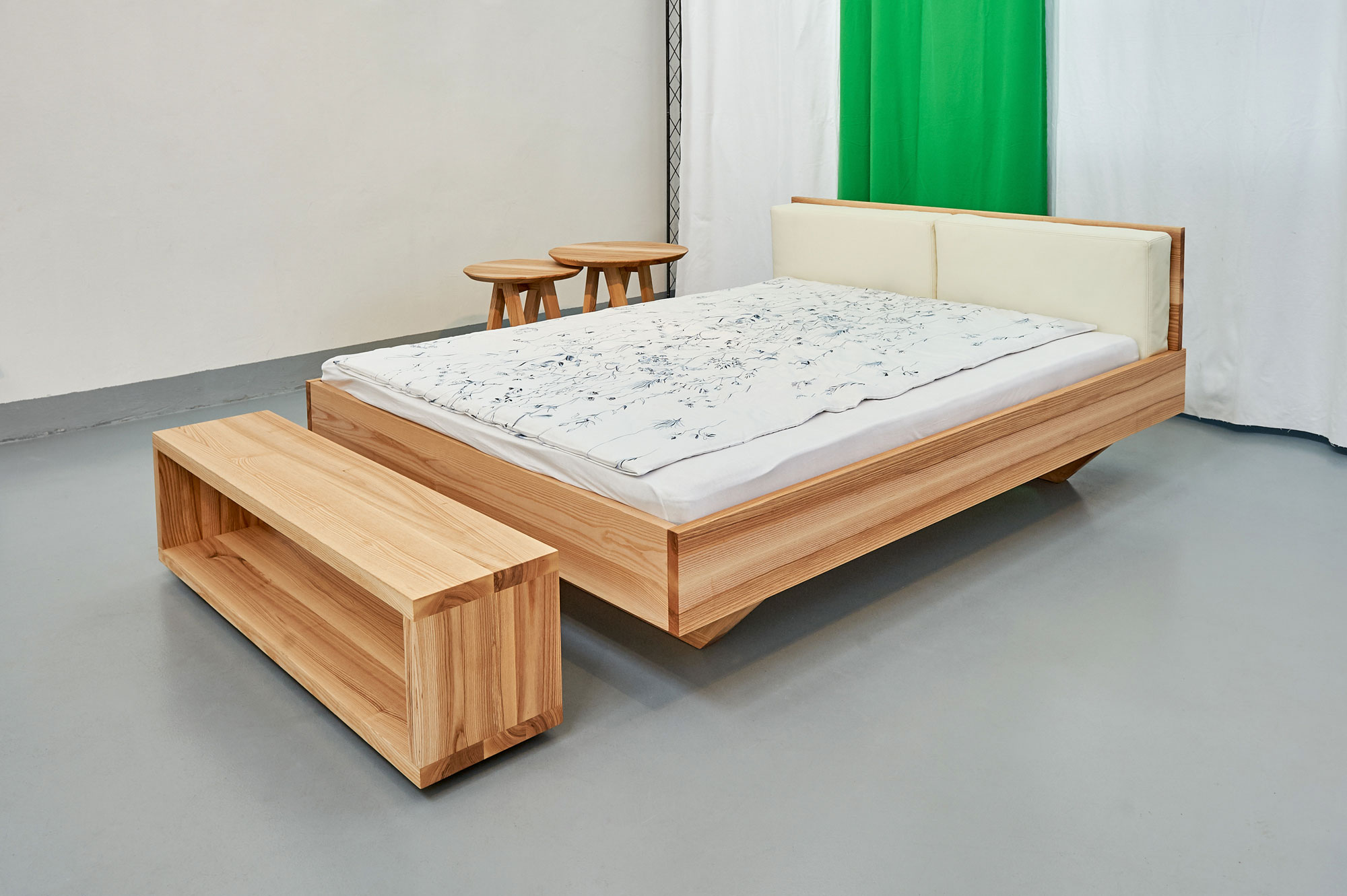 Rolling Night Table MENA-B-ROL NEF3847 custom made in solid wood by vitamin design