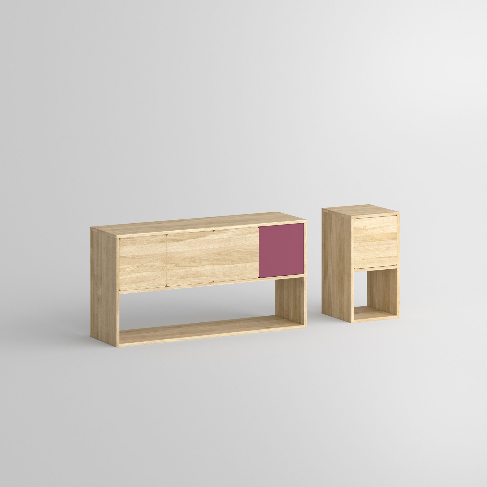 Wooden Sideboard CAVUS pink custom made in solid wood by vitamin design