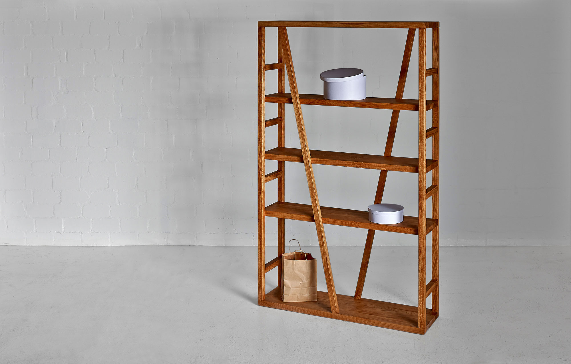 Wooden Shelf FACHWERK 0083 custom made in solid wood by vitamin design