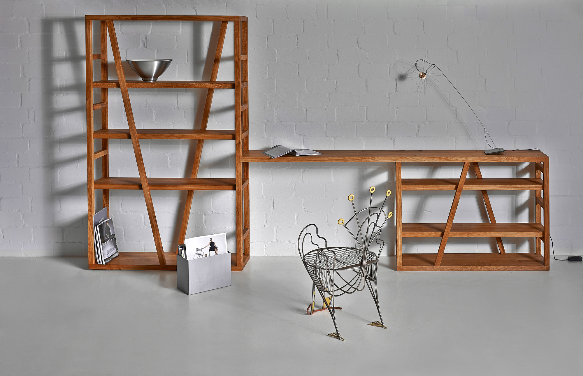 Wooden Shelf FACHWERK 0024 custom made in solid wood by vitamin design