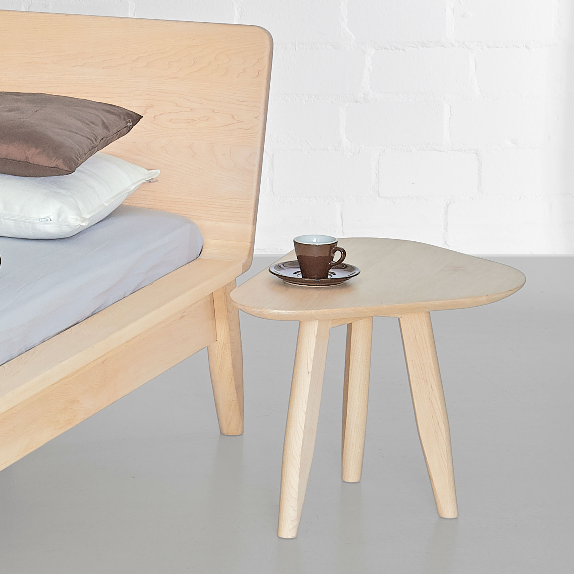 Design Side Table Night table AETAS SPACE cut custom made in solid wood by vitamin design