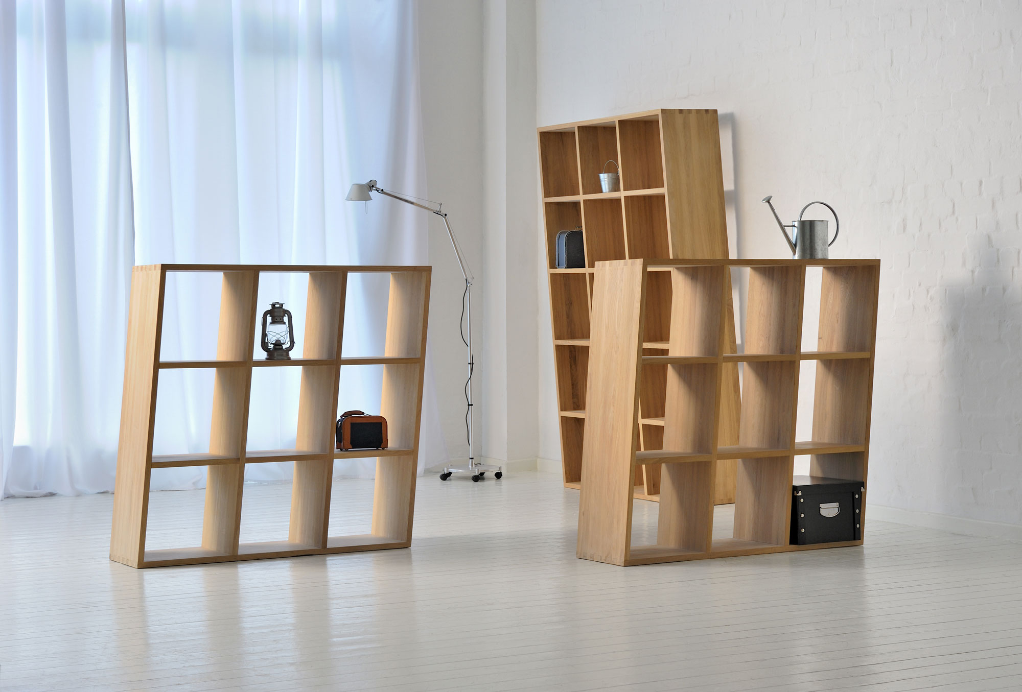 Wooden Designer Shelf PISA 2363 custom made in solid wood by vitamin design