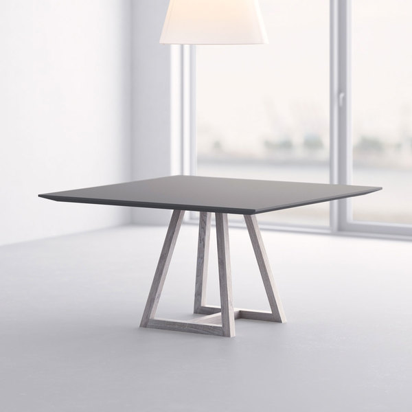 Linoleum table MARGO SQUARE LINO cam1 custom made in solid wood by vitamin design
