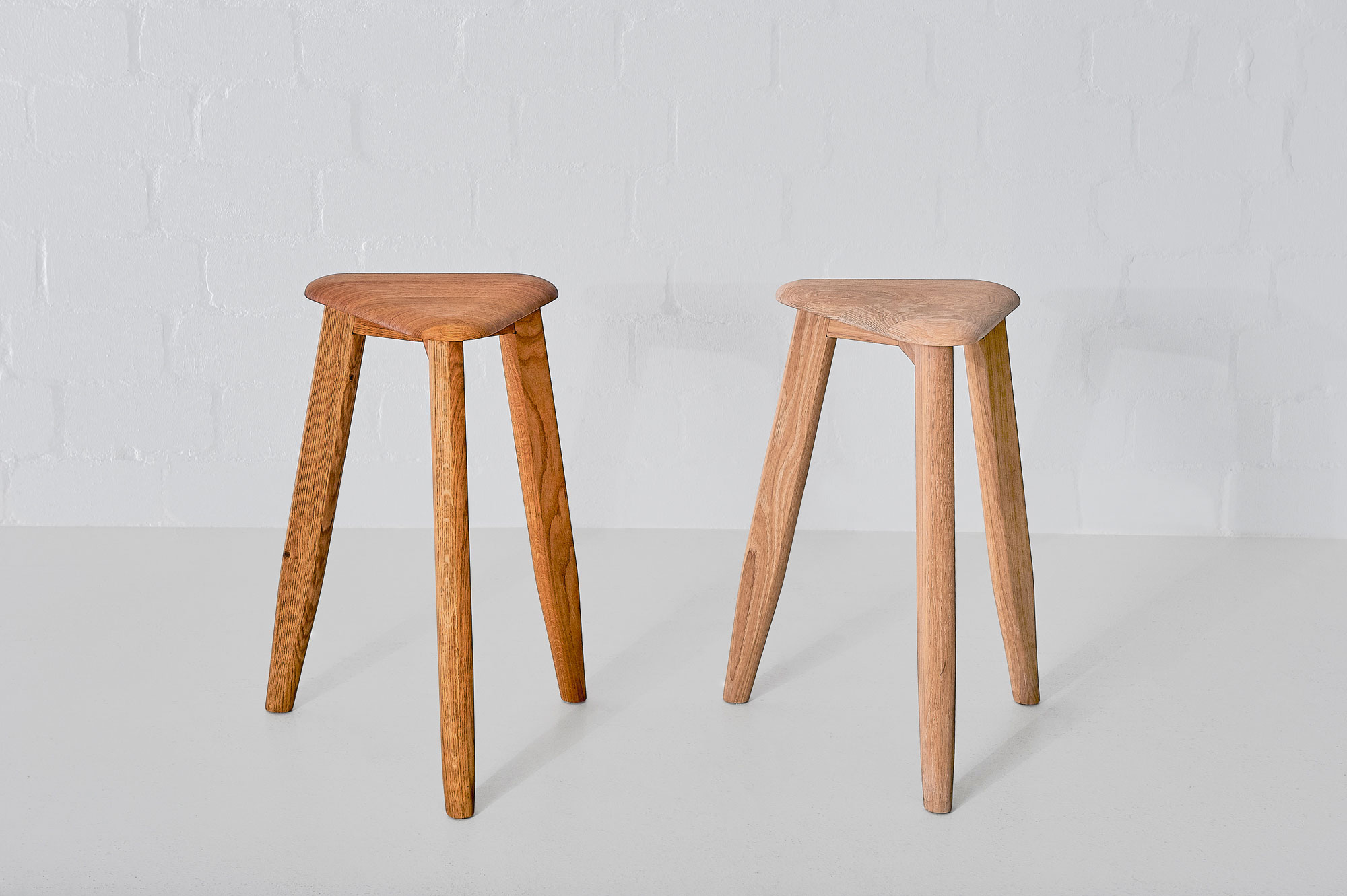 Triangle Wood Stool AETAS SPACE Edited custom made in solid wood by vitamin design