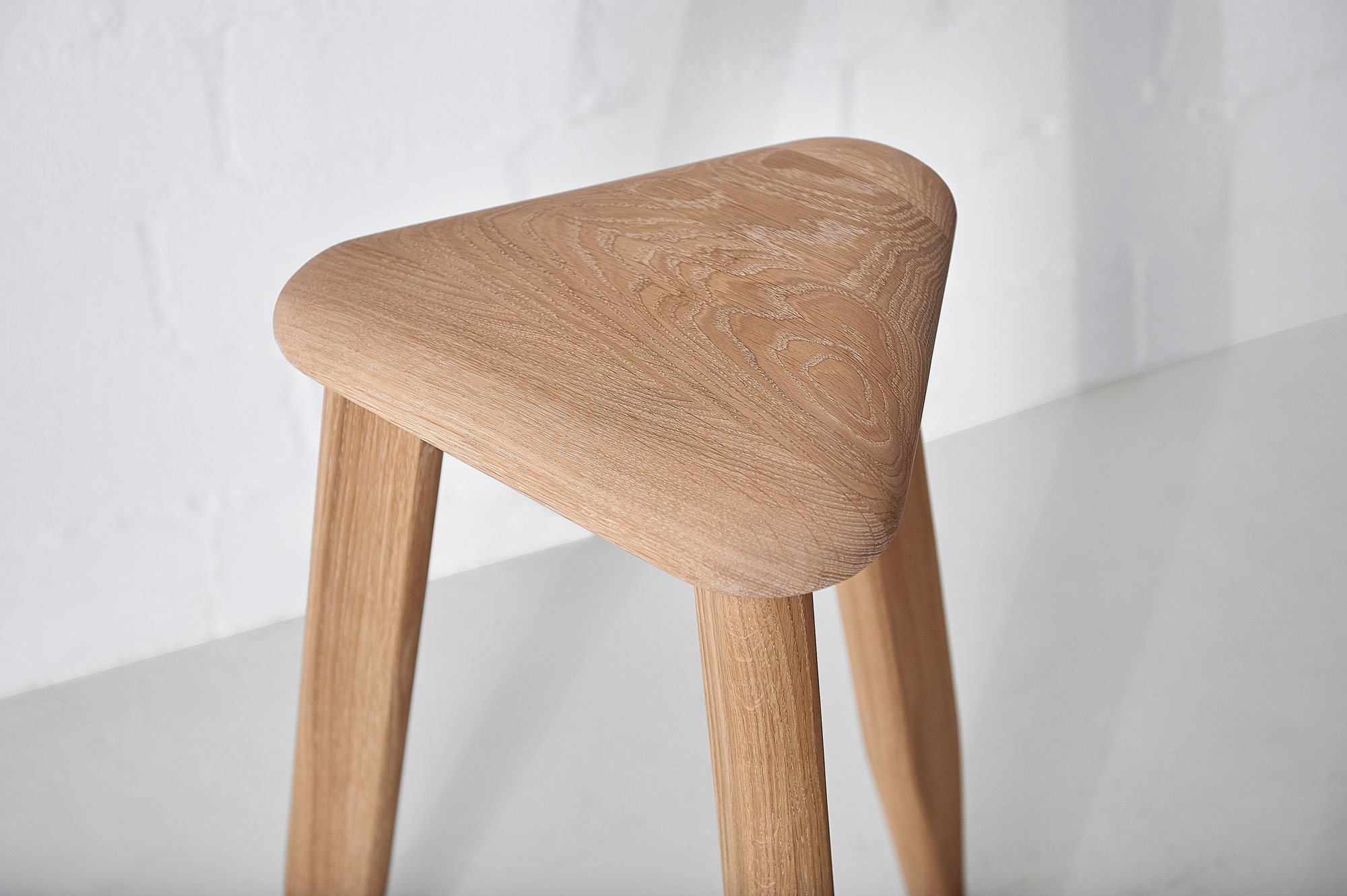 Triangle Wood Stool AETAS SPACE Edited custom made in solid wood by vitamin design
