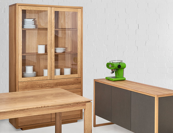 Designer Glass Cabinet Sideboard LINEA HI Edited custom made in solid wood by vitamin design