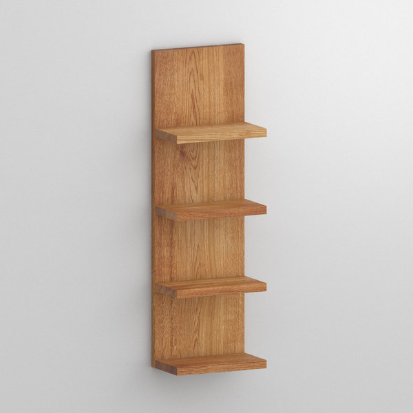 Wall Mounted Shelf MENA E cam1 custom made in Solid knotty oak, oiled by vitamin design