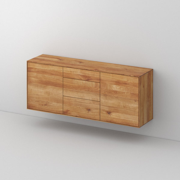 Natural Wood Cabinet Sideboard IOTA WALL cam1 custom made in Solid knotty oak, oiled by vitamin design