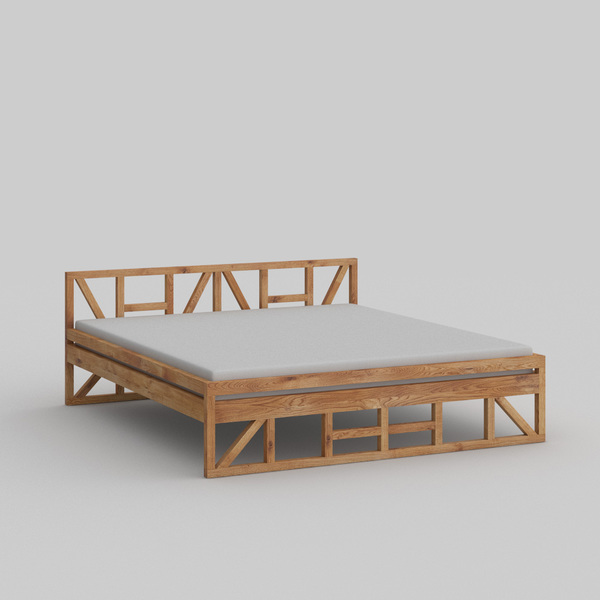 Designer Solid Wood Bed FACHWERK cam1 custom made in Solid knotty oak, oiled by vitamin design