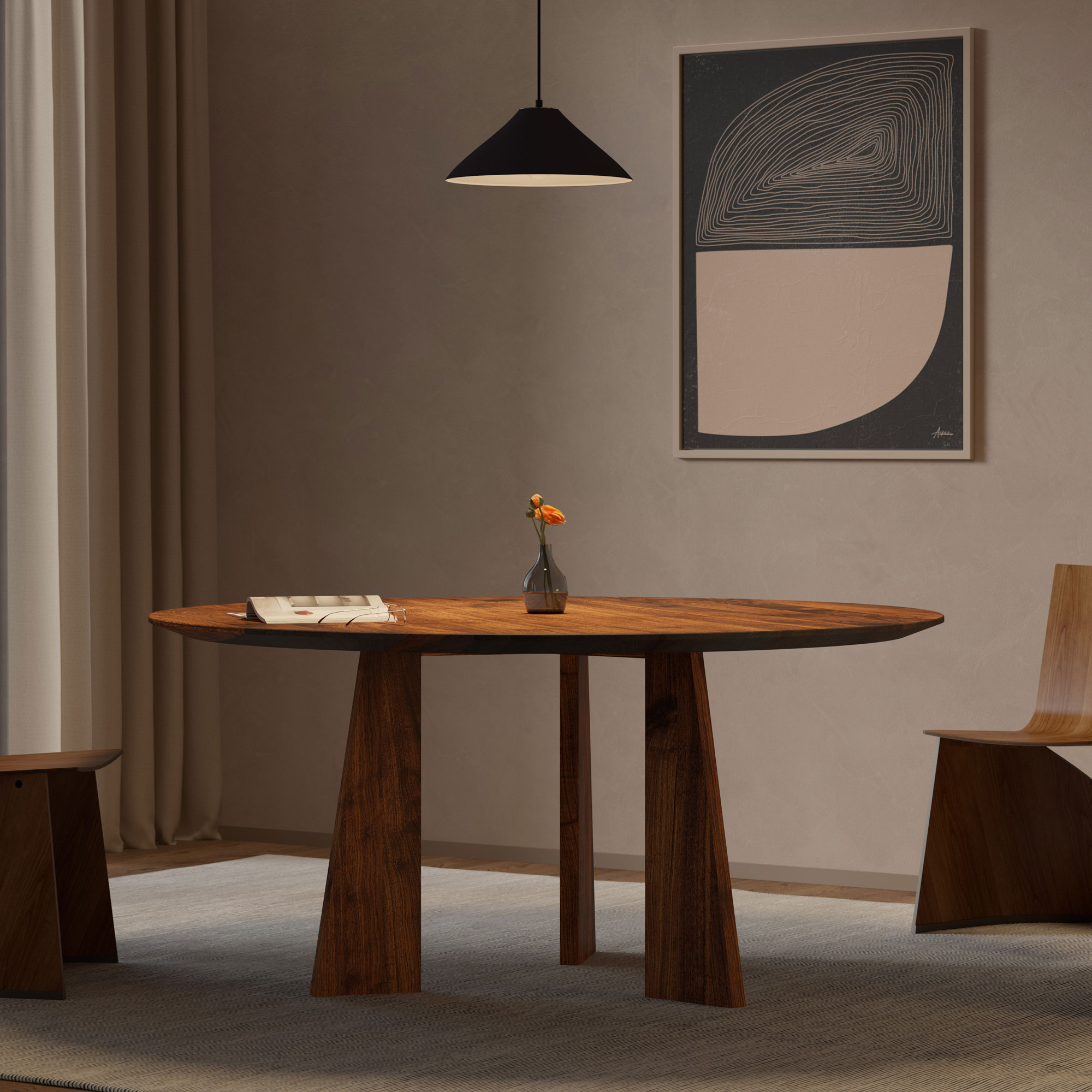 Luxury Table PYLON ROUND cam1 custom made in solid wood by vitamin design