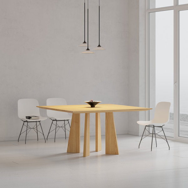 Premium Wood Table PYLON SQUARE cam1 custom made in solid wood by vitamin design