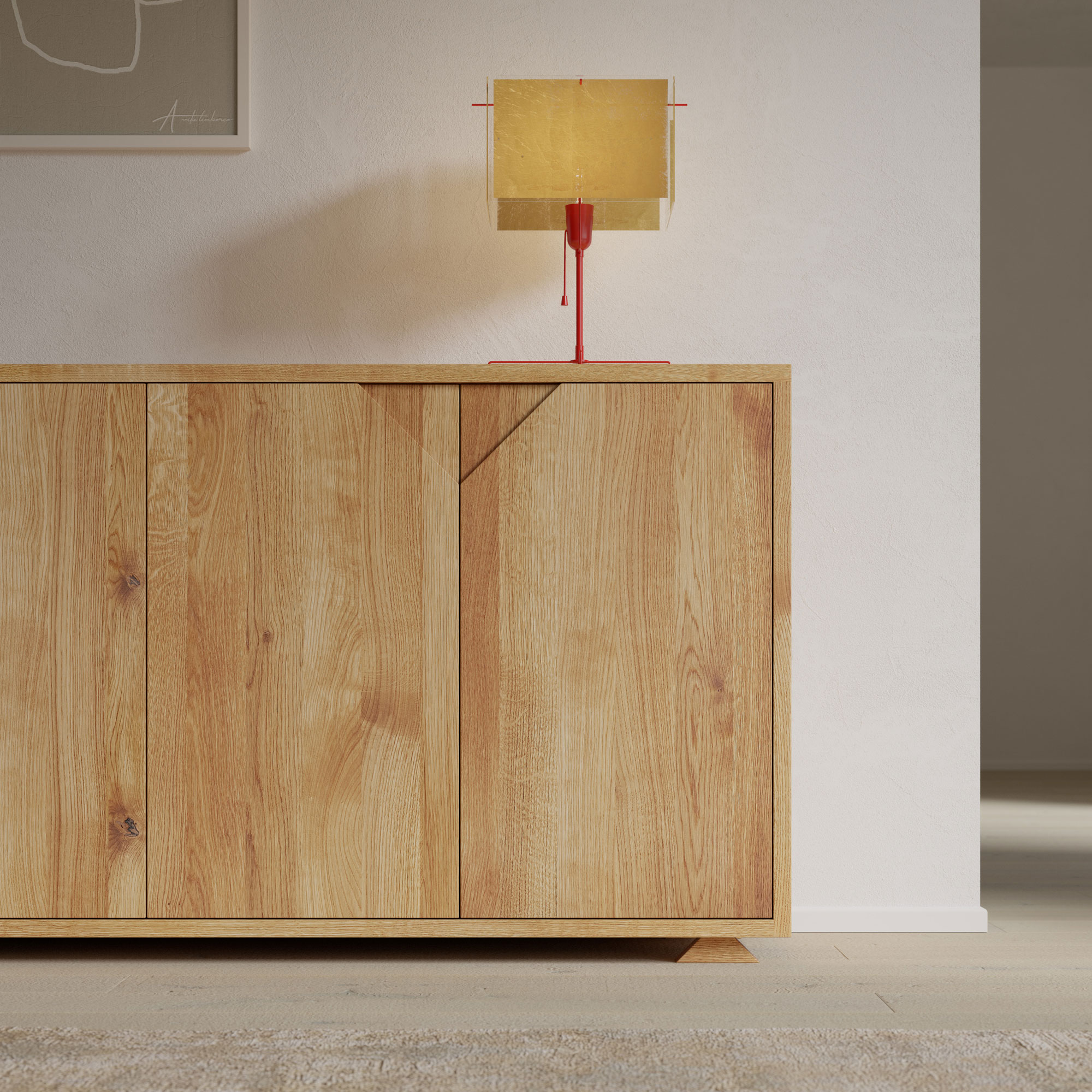 Triangle Sideboard PYRA interior custom made in solid wood by vitamin design