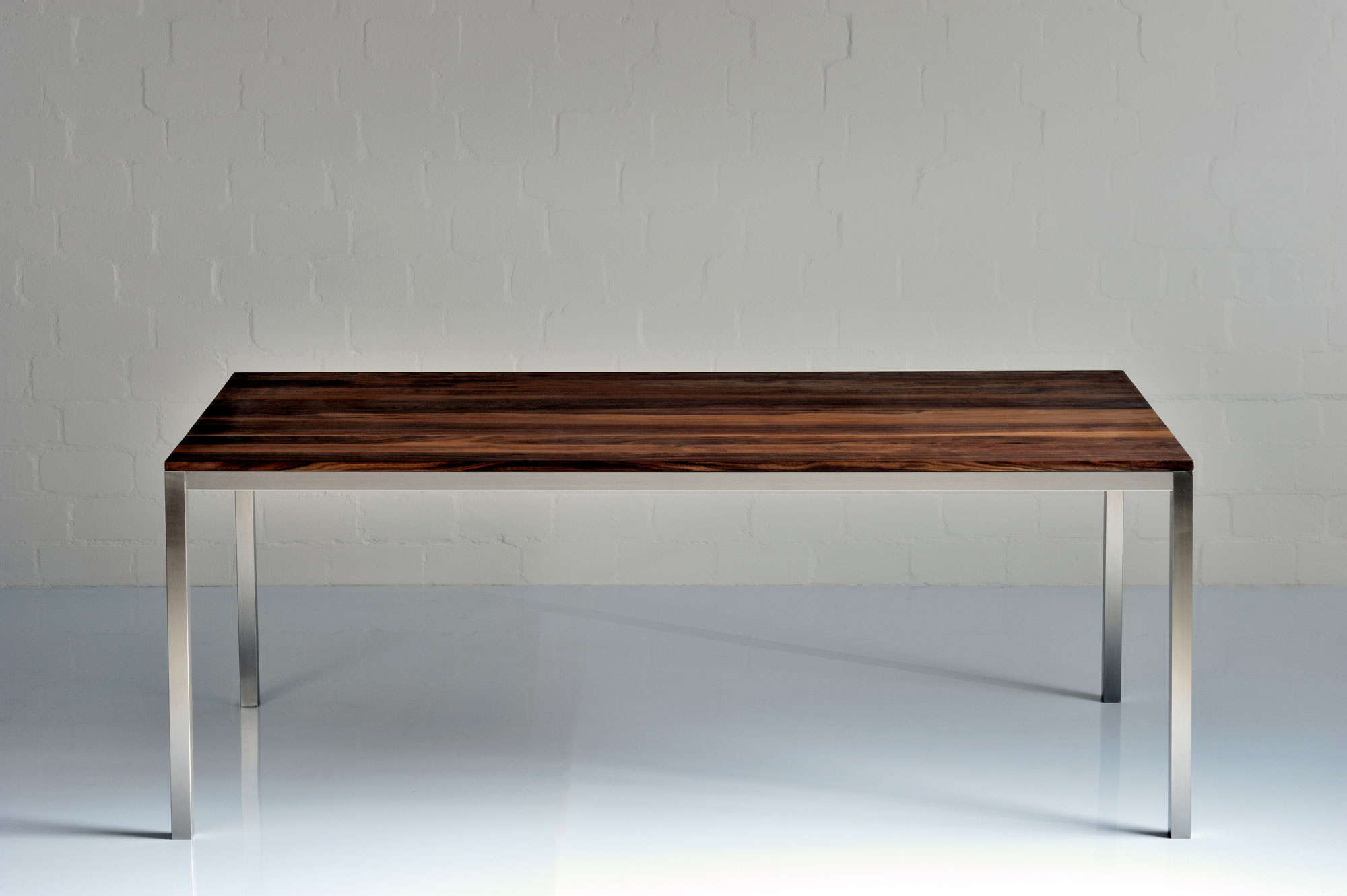 Stainless Steel Wooden Table NOJUS 0977a custom made in solid wood by vitamin design
