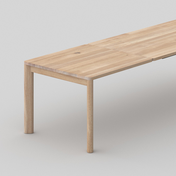 extendable solid wood dining table MOLLIS BUTTERFLY cam3 custom made in Solid oak, chalked by vitamin design