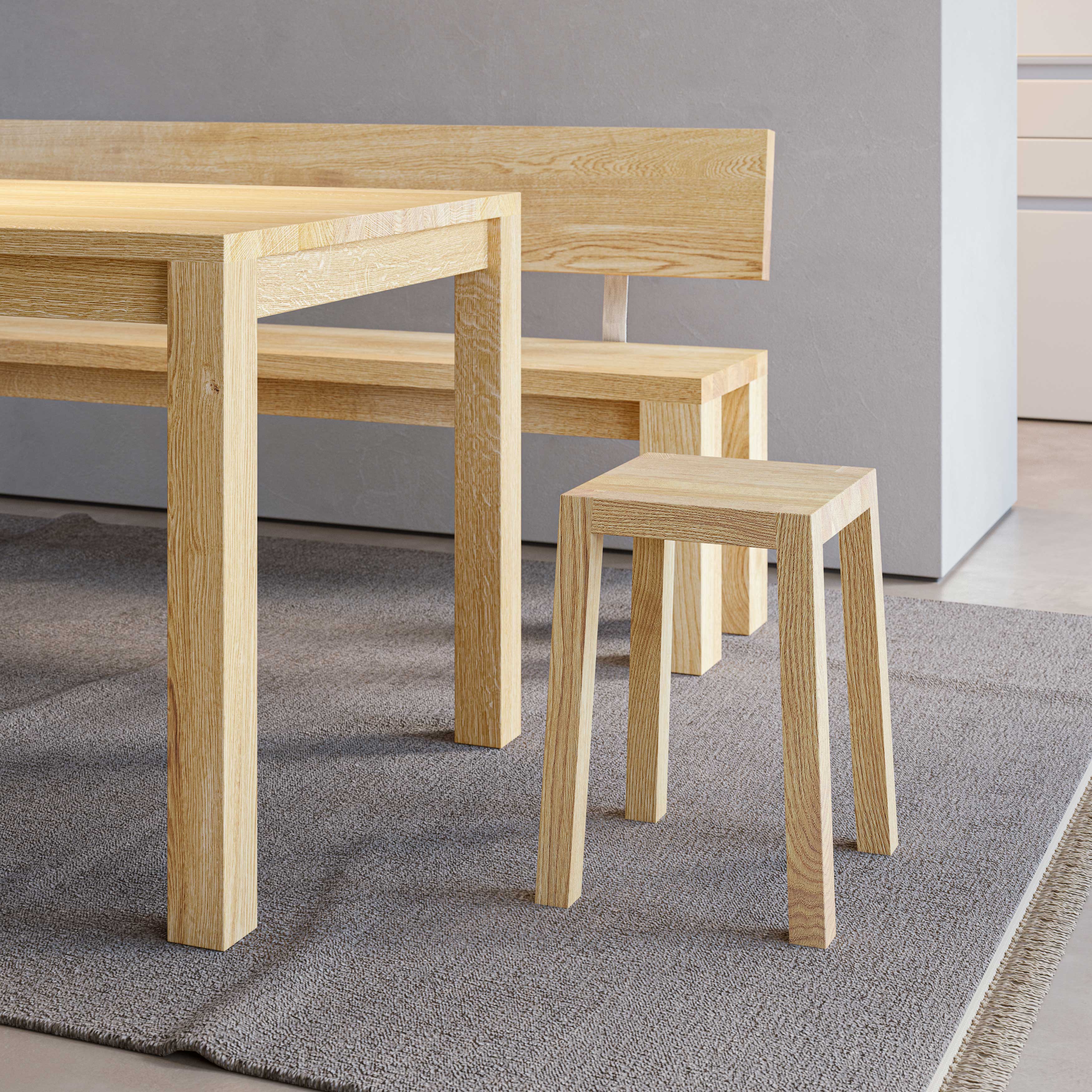 Dining Table Rustic CUBUS 3 B10X10 cam custom made in solid wood by vitamin design