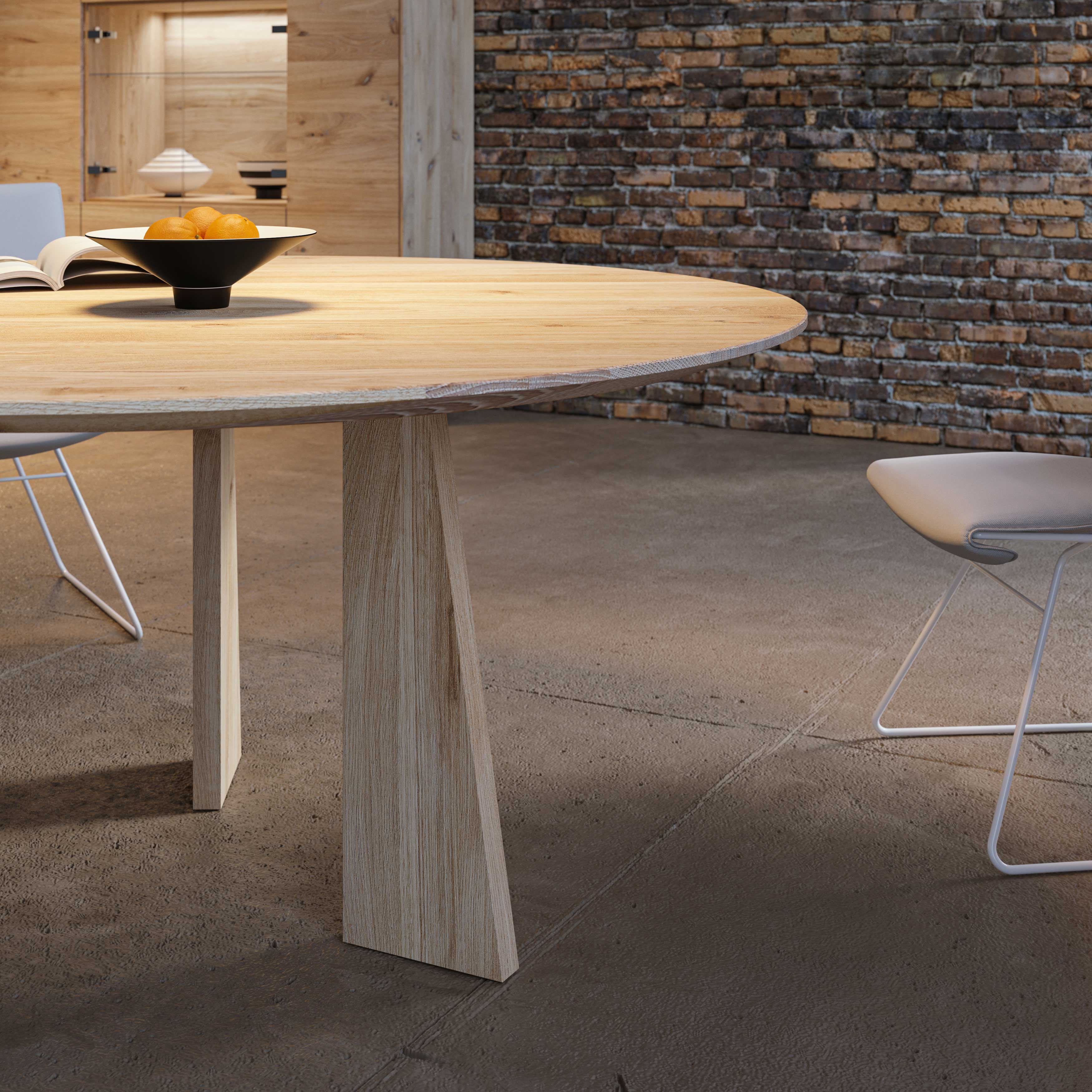 Luxury Table PYLON ROUND cam1 custom made in solid wood by vitamin design