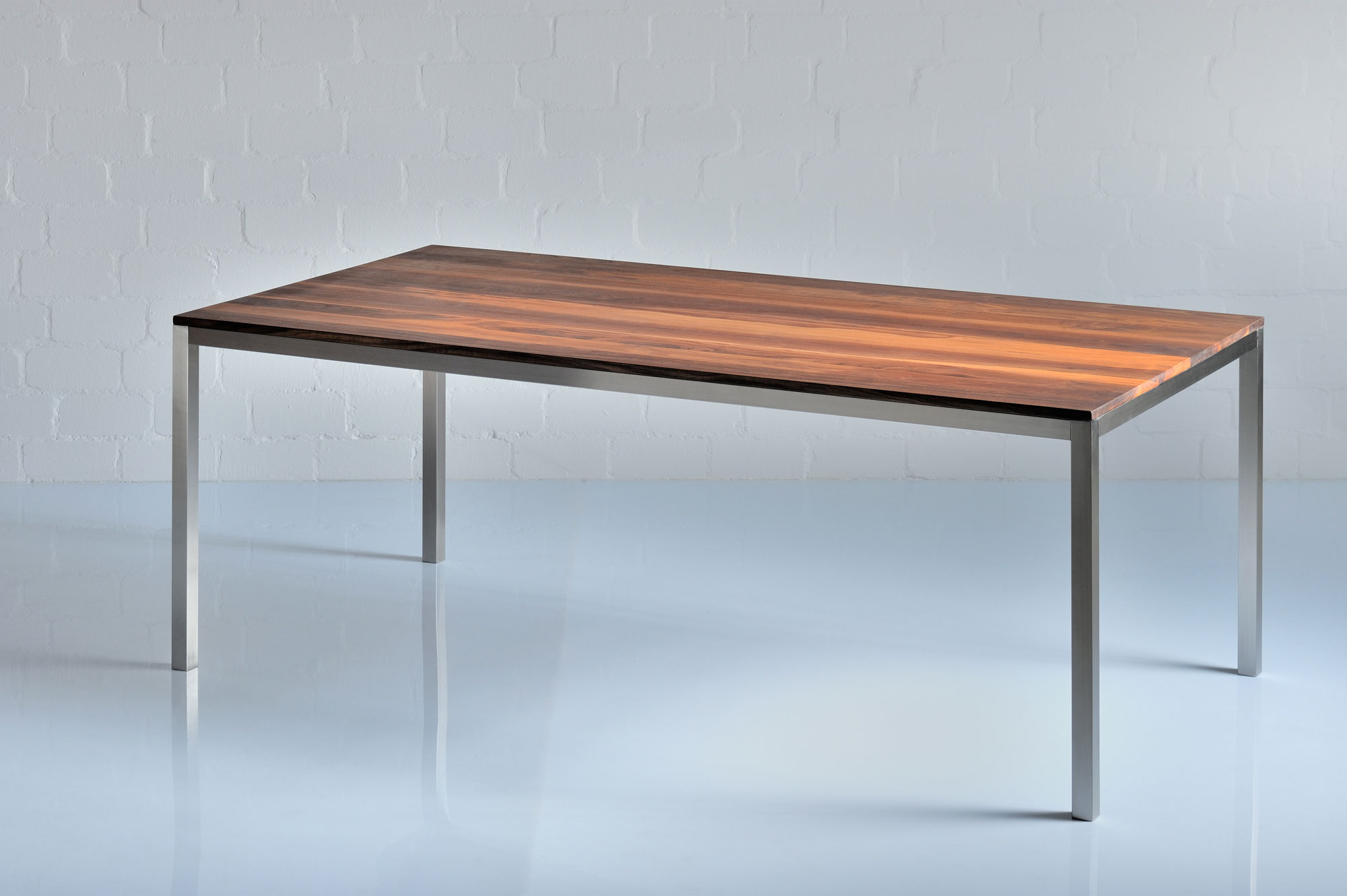 Stainless Steel Wooden Table NOJUS 0988a custom made in solid wood by vitamin design