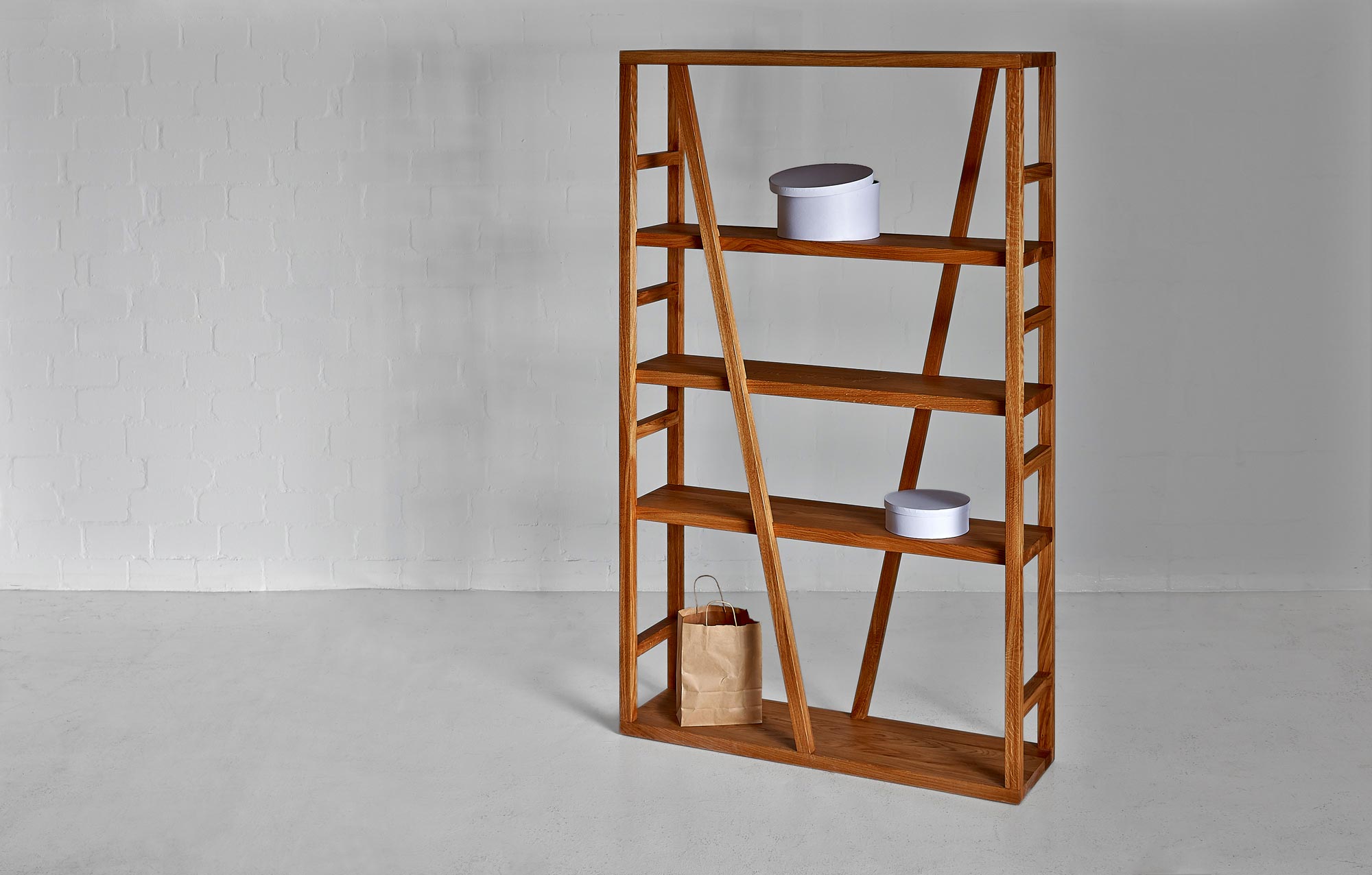 Wooden Shelf FACHWERK 0083 custom made in solid wood by vitamin design