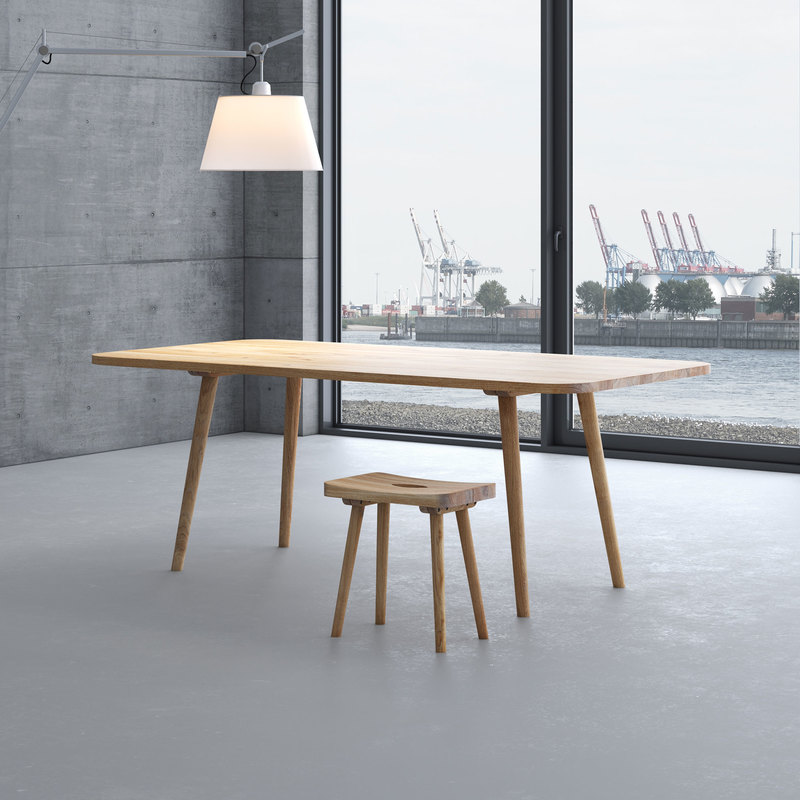 Table and Stool UNA Antiquity modern interpreted with craftsmanship